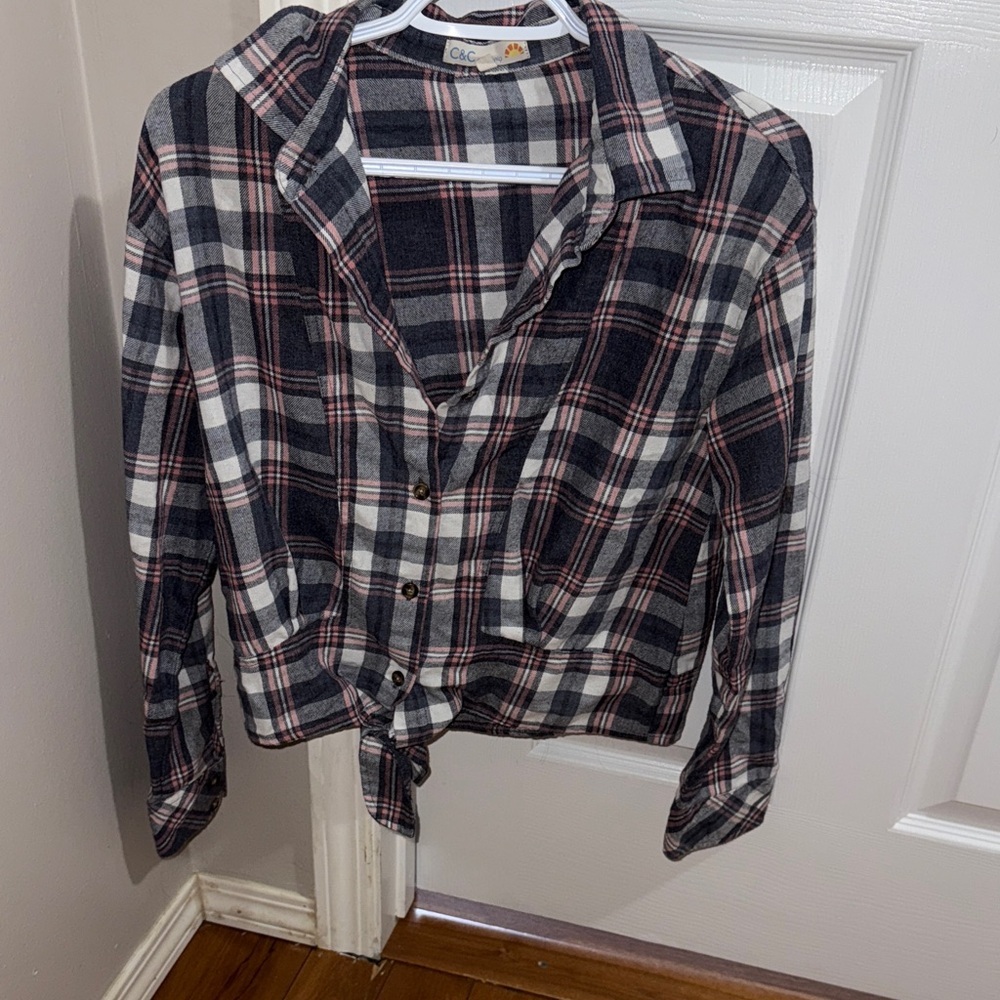 Blue,Pink, White Checkered Blouse - Picture 2 of 5